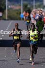 Mo Farah, Mike Kigen and Thomas Ayeko break away in the mens 2014 BUPA Great North Run. Photo: David T. Hewitson/Sports for All Pics